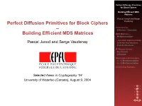Building Efficient MDS Matrices