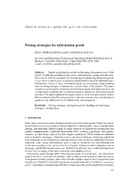Pricing Strategies for Information Goods