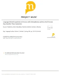 Language-Related Symptoms in Persons with Schizophrenia and How Deaf Persons May Manifest These Symptoms