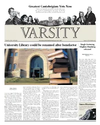 University Library Could Be Renamed After Benefactor Stephen Hawking Alastair Appleton Released