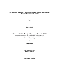 An Application of Hofstede's Values Survey Module with Aboriginal and Non- Aboriginal Governments in Canada