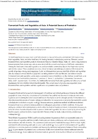 Fermented Fruits and Vegetables of Asia: a Potential Source of Probiotics