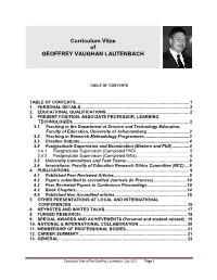 For Prof Lautenbach's Full Curriculum Vitae Click Here