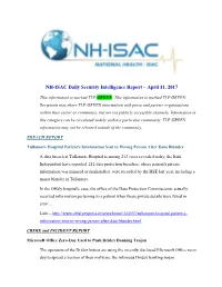 NH-ISAC Daily Security Intelligence Report – April 11, 2017