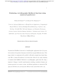 Evaluating Crystallographic Likelihood Functions Using Numerical Quadratures