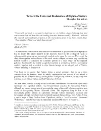 Toward the Universal Declaration of Rights of Nature Thoughts for Action
