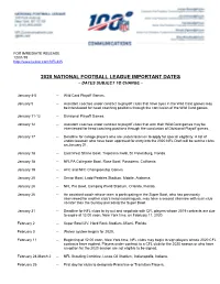 2020 National Football League Important Dates – Dates Subject to Change –