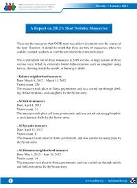 A Report on 2012'S Most Notable Massacres