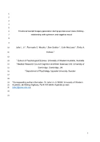 Emotional Mental Imagery Generation During Spontaneous Future Thinking - 7 Relationship with Optimism and Negative Mood 8