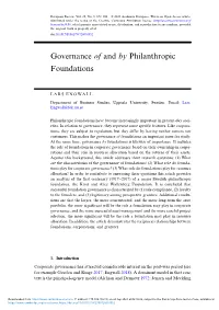 Governance of and by Philanthropic Foundations