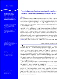 Post Spinal Puncture Headache, an Old Problem and New Concepts