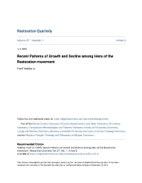 Recent Patterns of Growth and Decline Among Heirs of the Restoration Movement