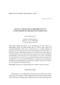 Spatial and Seasonal Distribution of Echinoderms in the Boka Kotorska Bay
