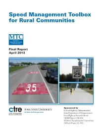 Speed Management Toolbox for Rural Communities
