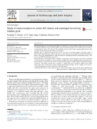 Study of Neuroreceptors in Native ACL Stump and Autologus Hamstring