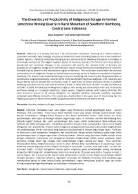 The Diversity and Productivity of Indigenous Forage in Former Limestone Mining Quarry in Karst Mountain of Southern Gombong, Central Java Indonesia