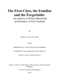 The First-Class, the Familiar and the Forgettable: an Analysis of Prime Ministerial Performance in New Zealand