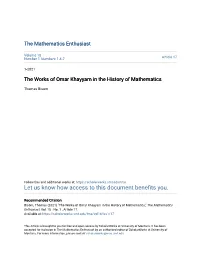 The Works of Omar Khayyam in the History of Mathematics