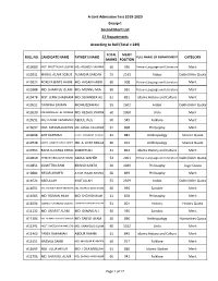 A-Unit Admission Test 2019-2020 Group-1 Second Merit List 22 Departments According to Roll (Total = 249)