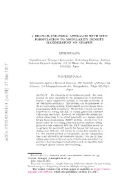 A Branch-And-Price Approach with Milp Formulation to Modularity Density Maximization on Graphs