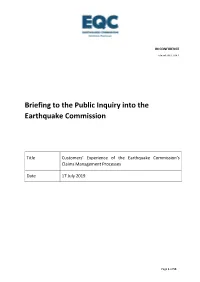 Customers' Experience of the Earthquake Commission's Claims