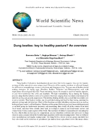 Dung Beetles: Key to Healthy Pasture? an Overview