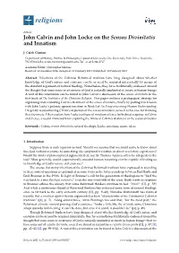 John Calvin and John Locke on the Sensus Divinitatis and Innatism