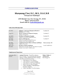 Munyeong Choi, D.C., M.S., D.A.C.B.R Chiropractic Radiologist