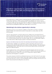Operators' Approaches to Customer Data Monetisation in Europe And