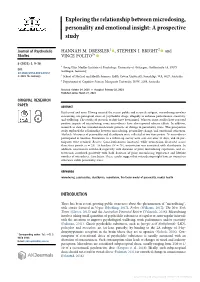 Exploring the Relationship Between Microdosing, Personality and Emotional Insight: a Prospective Study