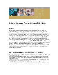 Jini and Universal Plug and Play (Upnp) Notes