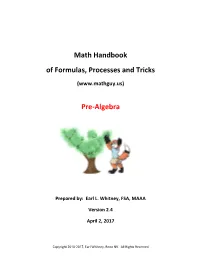 Math Handbook of Formulas, Processes and Tricks Pre‐Algebra