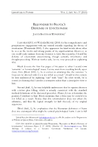 Rejoinder to Block's Defense of Evictionism