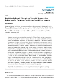 Revisiting Rebound Effects from Material Resource Use. Indications for Germany Considering Social Heterogeneity