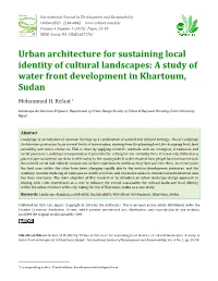 Urban Architecture for Sustaining Local Identity of Cultural Landscapes: a Study of Water Front Development in Khartoum, Sudan