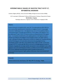 Hypermetabolic Images of Digestive Tract in Pet-‐Ct