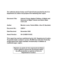 A Matrix and Summary of Major Federal and Select State Case Law
