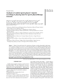 Analysis of Combat Sports Players' Injuries According to Playing Style
