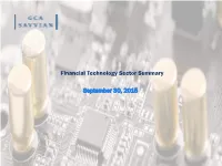 Financial Technology Sector Summary