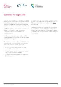 Guidance for Applicants