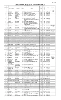 LIST of CANDIDATES APPLIED for the POST of NAIB QASID BS-03 Particulars of Candidates