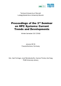 Proceedings of the 3Rd Seminar on HPC Systems: Current Trends and Developments