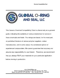 This Generic Chemical Compatibility Chart Is Offered Only As a General