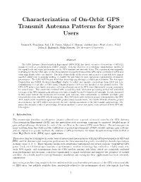Characterization of On-Orbit GPS Transmit Antenna Patterns for Space Users