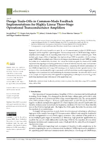 Design Trade-Offs in Common-Mode Feedback Implementations for Highly Linear Three-Stage Operational Transconductance Ampliﬁers