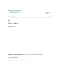 Front Matter Antipodes Editors