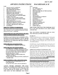 Owner's Instructions Macgregor 26 M