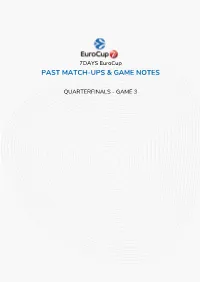Past Match-Ups & Game Notes