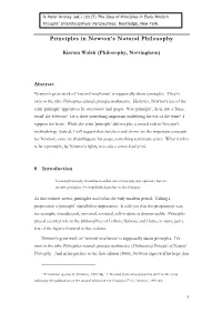 Principles in Newton's Natural Philosophy