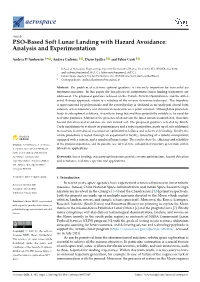 PSO-Based Soft Lunar Landing with Hazard Avoidance: Analysis and Experimentation